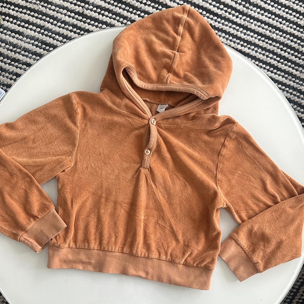 Kate Quinn Unisex Kids' Terracotta Velour Button Hoodie size 7